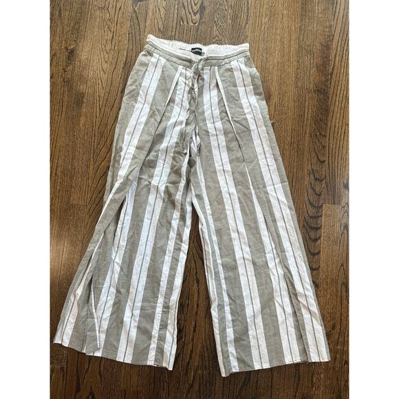 Express Striped Wide Leg Pull on Pants High Rise Size Small 2124 - Picture 1 of 9